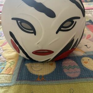 Vintage Partylite enchanted empress Harlequin ceramic face candle holder. Kabuki
